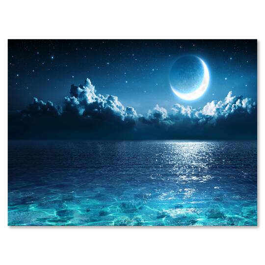 Designart - Romantic Moon Over Deep Blue Sea I